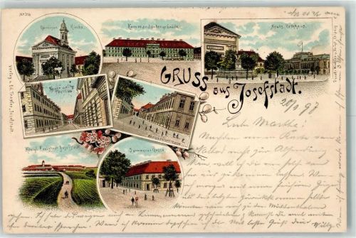Josefov 1897 Garnison Kirche Kommandantengebäude Neues Rathaus Königgrätzer Gasse Jaromerer Gasse