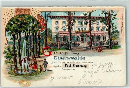16225 O1300 Eberswalde 1902 Lithographie Hotel Kurhaus Gesundbrunnen