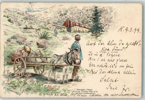 1899 Verlag Elchlepp Elsass-Lothringen Serie I Nr. 7 Esel AK