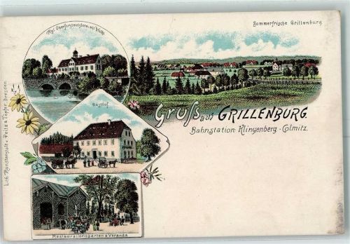 Grillenburg Kgl. Oberforstmeisteri mit Brücke Gasthof Restaurationsgarten und Veranda