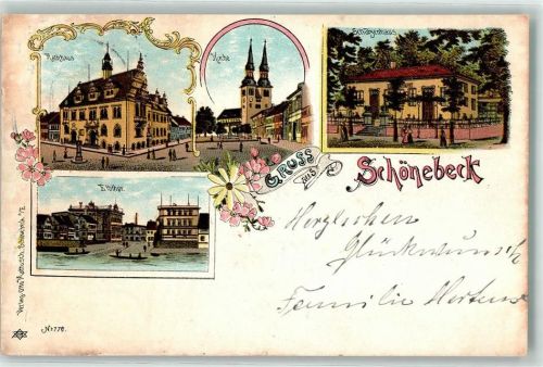 Schönebeck 1901 Rathaus Kirche Schützenhaus Elbtor