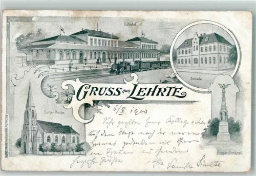 Lehrte 1900 Bahnhof Schule Kriegerdenkmal Luther-Kirche