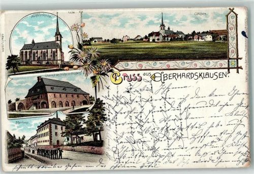 Klausen 1898 Wallfahrtskirche Überrest des füheren Klosters Pfarrhaus Prozession Oberhardsklausen