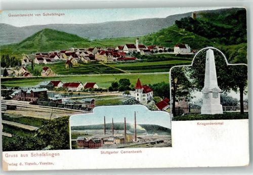 Schelklingen 1915 Bahnhof Stuttgarter Zementwerk Kriegerdenkmal
