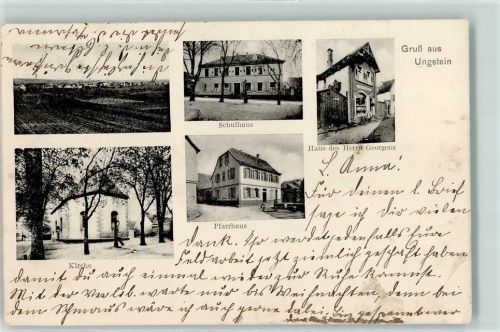 Ungstein 1907 Schulhaus Haus des Herrn Georgens Pfarrhaus Kirche