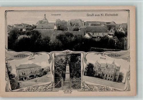 06268 O4241 Kleineichstädt - Jugendstil-Ornamente - Kriegerdenkmal, Gasthof , Schloss AK