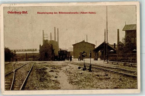 Bohumin 1914 Haupteingang des Röhrenwalzwerkes Albert Hahn Bahngleise Bahnhof