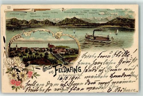 Feldafing 1901 Starnberger See Karwendel-Gebirge Wetterstein-Gebirge Dampfer Luitpold
