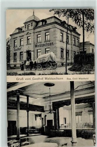 Meerane 1911 Gasthaus Waldsachsen Emil Wienhold Saal Pferdewagen Gruss