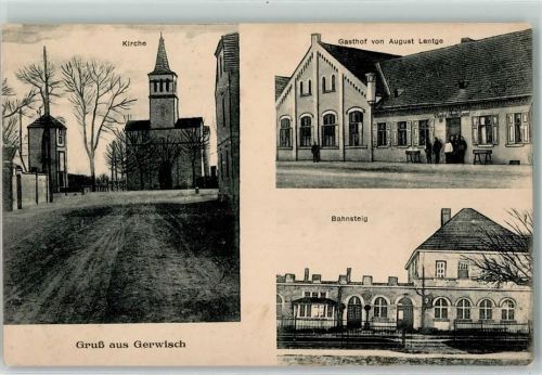 Gerwisch Bahnhof Bahnsteig Kirche Gasthaus Aug. Lentge
