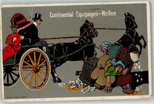 1916 Equipagen Reifen Kutsche Eierfrau Humor AK