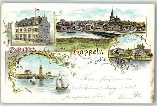 Kappeln 1898 Posthaus Schleimünde Strandhotel Segelboot