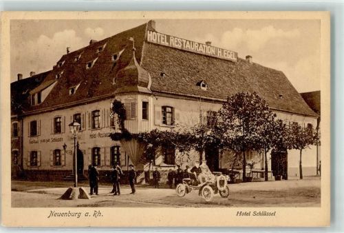 Neuenburg 1913 Hotel Schlüssel Gasthaus Egel Auto