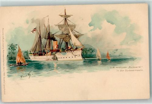 S.M. Kreuzer Bussard Südseeinseln Segelboot