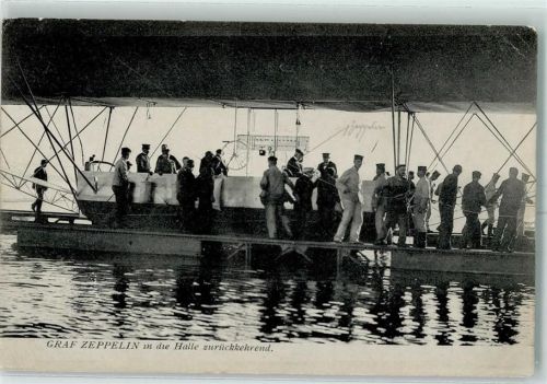1908 Graf Zeppelin in die Halle zurückkehrend AK