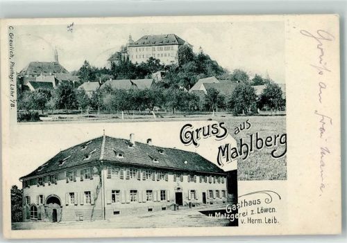 Mahlberg 1912 Gasthaus zum Löwen Schloß