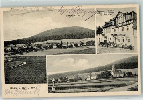 Glashütten 1913 Glaskopf Gasthaus Zur Krone Wegkreuz Kirche