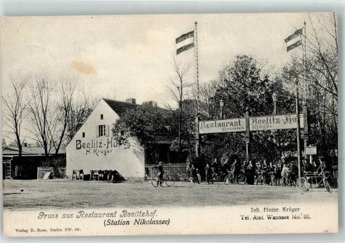 Nikolassee 1906 Gasthaus Beelitzhof Fahrradfahrer