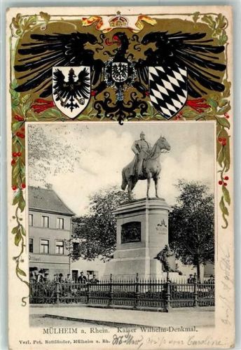 50667 W5000 Köln Mülheim 901 1902 Prägedruck Kaiser Wilhelm Denkmal Reichsadler