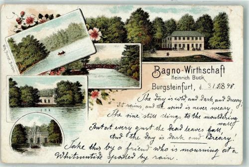 Burgsteinfurt 1898 Gasthaus Bagno Wirtschaft Lithographie