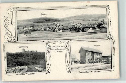 Borgholzhausen 1907 Ravensburg und Bahnhof