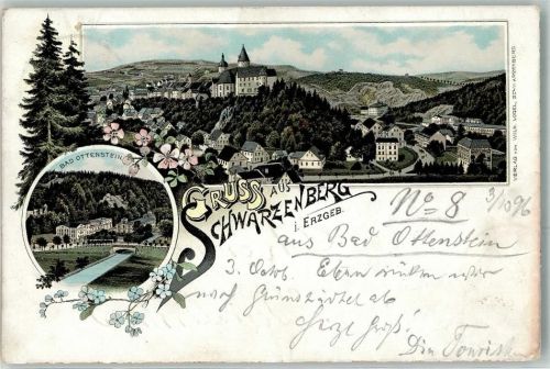 Schwarzenberg 1896 Bad Ottenstein Gruss Blumen Brücke
