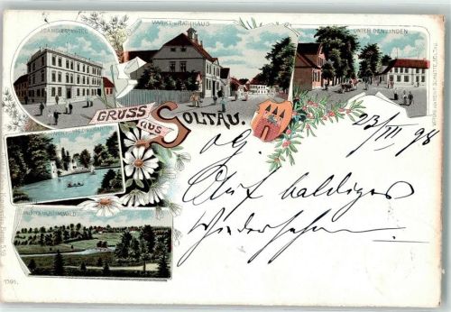 Soltau 1898 JDA Meyer Hotel Markt u. Rathaus Unter den Linden Anlage am Römerwald