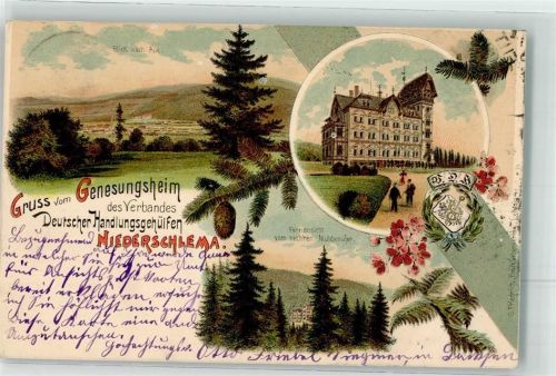 08301 O9408 Niederschlema 1900 Lithographie Genesungsheim d. Verbandes Deutscher Handlungsgehülfen