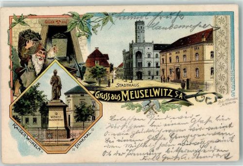 Meuselwitz 1899 Wilhelm I. Deutscher Kaiser Denkmal Stadthaus Zwerg