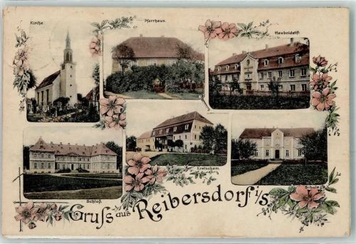 Reibersdorf 1899 Kirche Pfarrhaus Schloss Kretscham Schule Hauboldstift
