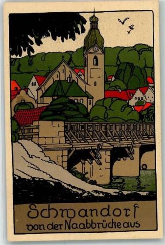 Schwandorf Von der Naabbrücke aus Kirche Vögel