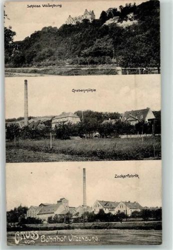 Vitzenburg 1908 Schloss Vitzenburg Grabenmühle Zuckerfabrik