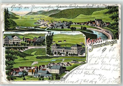 Immendingen 1898 Hotel Zum Falken Bahnhof