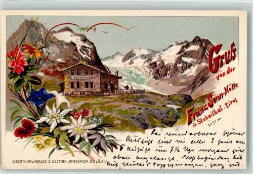 Neustift 1901 Franz Senn Hütte im Stubaital Hüttenstempel