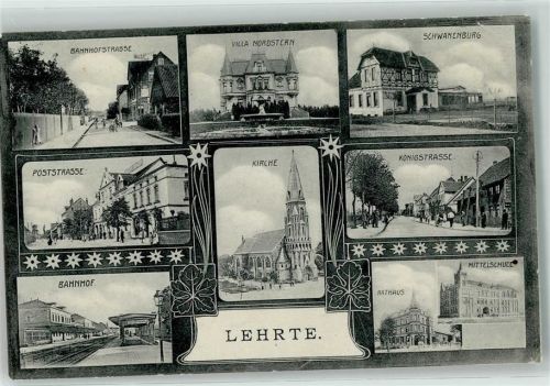 Lehrte 1905 Bahnhof Villa Nordstern Rathaus Mittelschule Poststraße