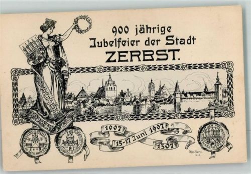 Zerbst 900 Jahr-Feier 1907 Stadtsiegel Stadtwappen