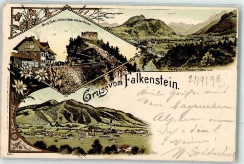 Falkenstein 1898 Hotel Falkenstein Ruine Falkenstein K.B. Bahnpost