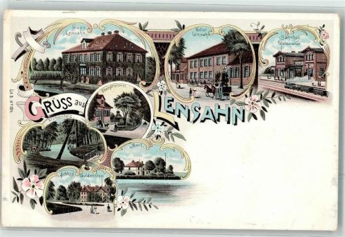 23738 W2432 Lensahn Lithographie Bahnhof Oberförsterei Mühlenholz Schloß Güldenstein
