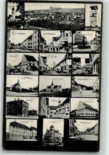 88512 W7947 Mengen , Württ 1907 - Mittlere Straße Reiser-Spital Bahnhof Gasthaus Goldenes Kreuz
