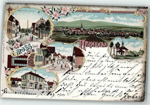 Arzheim 1901 Hauptstraße Gemeindehaus Litho