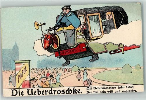 Die Überdroschke Patent 375418 Litfaßsäule Pferdekopf Futurismus Lithographie
