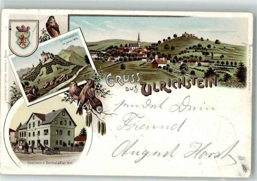 Ulrichstein 1897 Singvögel Raubvogel Burg Ulrichstein Gasthaus zum Darmstädter Hof