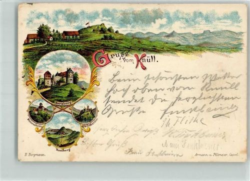34576 W3588 Homberg , Efze 1907 Lithographie Knüll Herzberg Wallenstein Homberg Neuenstein