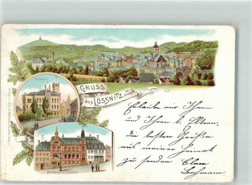 Lößnitz 1900 Marktplatz Postamt Rathaus