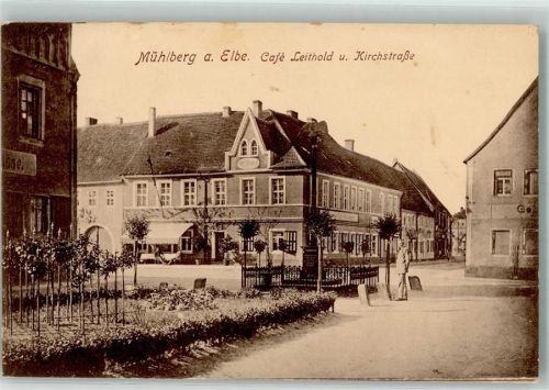 Mühlberg 1914 Cafe Leithold Kirchstraße