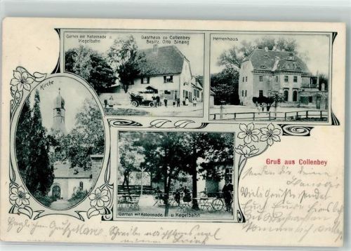 Kollenbey 1911 Herrenhaus Gasthaus zu Collenbey Garten Kegelbahn