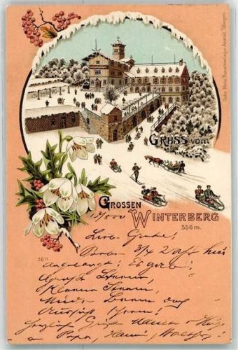 Schmilka 1900 Winterberg Christrosen Schlitten Pferdeschlitten Posthilfstelle Großer Winterberg Sächs. Schweiz