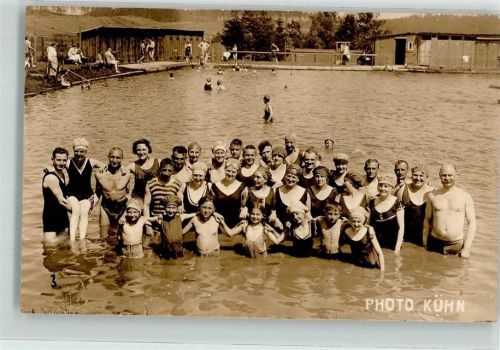 99713 O5401 Friedrichsrode Foto AK Schwimmbad Bademoden Ort handschriftlich