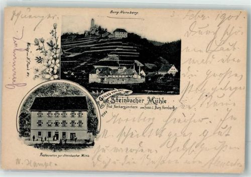 Neckarzimmern 1901 Burg Hornberg Gasthaus zur Steinbacher Mühle