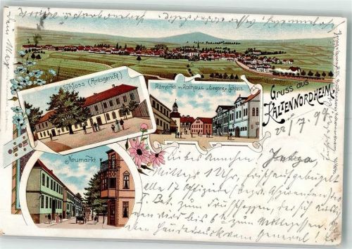 36452 O6208 Kaltennordheim 1899 Lithographie Schloß-Amtsgericht Neumarkt Altmarkt Rathaus